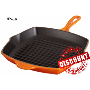 Discount Emaille Gusseisen quadratische Grillpfanne